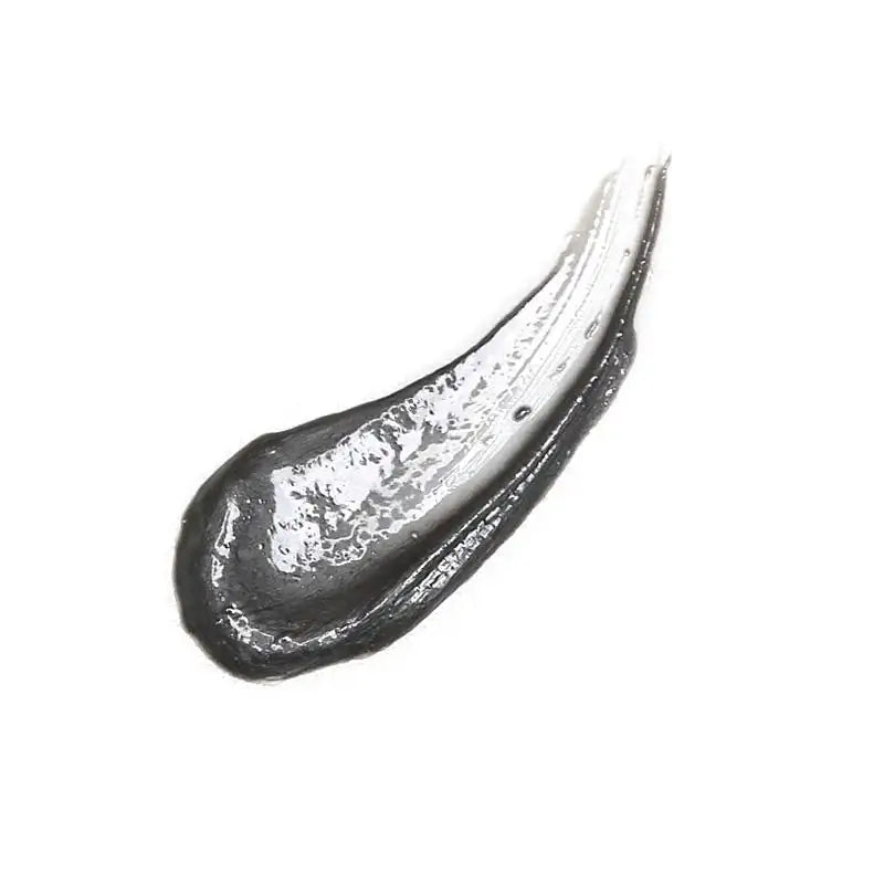 Smooth charcoal skincare serum swatch on white background for radiant skin routine