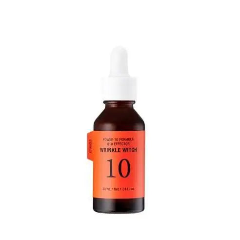 Wrinkle Witch 10 anti-aging serum with dropper, orange label, 30ml bottle for radiant skin care routine