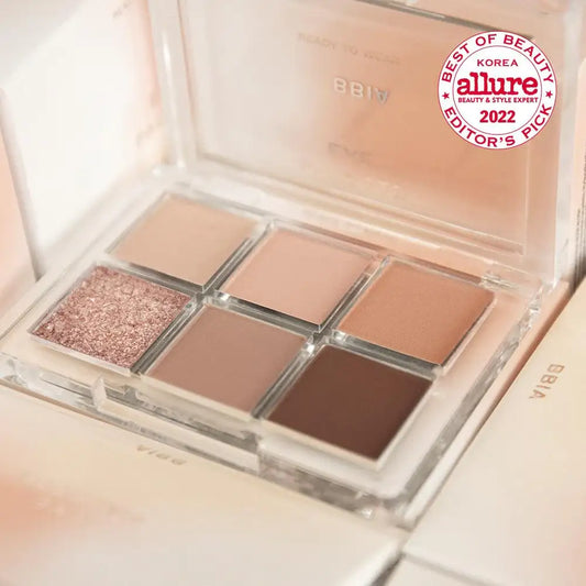 BBIA eyeshadow palette with 6 neutral shades, including glitter, awarded Allure Editor's Pick 2022