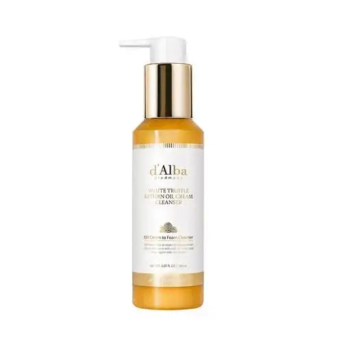 d'Alba White Truffle Lotion Oil Cream Cleanser – gentle oil-to-foam facial cleanser for radiant skin