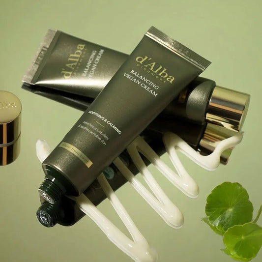 d'Alba Balancing Vegan Cream for soothing, calming, and moisturizing sensitive skin with natural ingredients