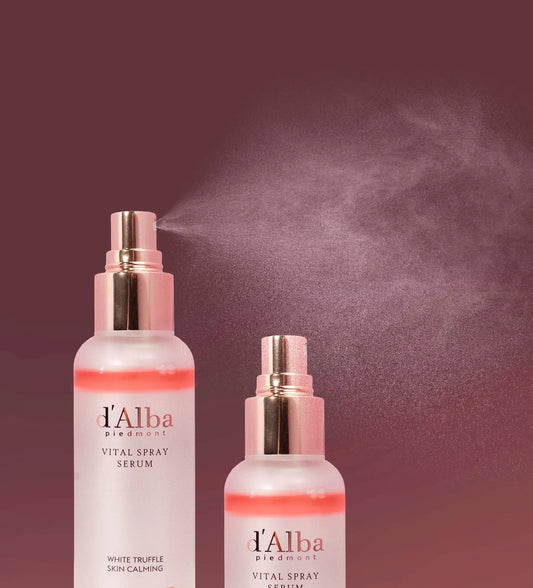 d'Alba Vital Spray Serum with white truffle, skin calming mist in elegant bottles