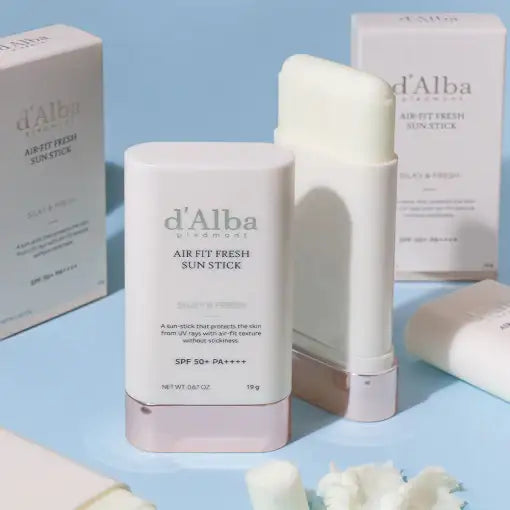 d'Alba Air-Fit Fresh Sun Stick SPF 50+ PA++++ for lightweight, non-sticky sun protection on-the-go