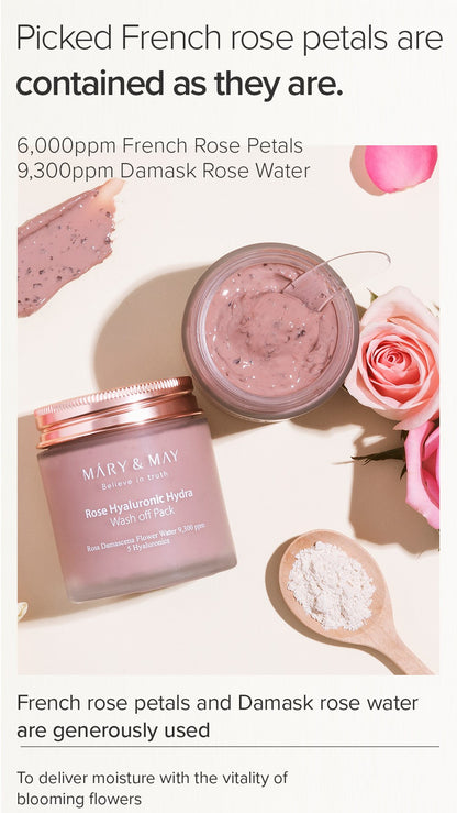 [Mary&May] 玫瑰玻尿酸保濕清洗式面膜 125g
