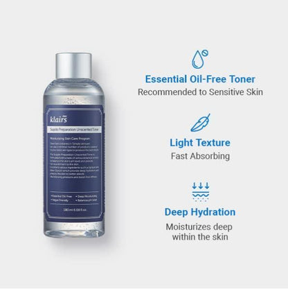 [Dear Klairs] 舒緩保濕無香化妝水 180ml
