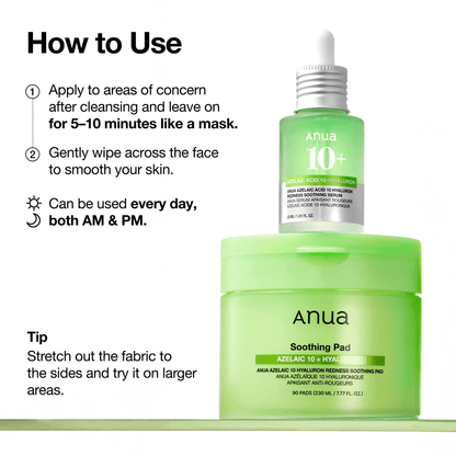 [Anua] Azelaic 10 Hyaluron Redness Soothing Pad 230ml 90ea