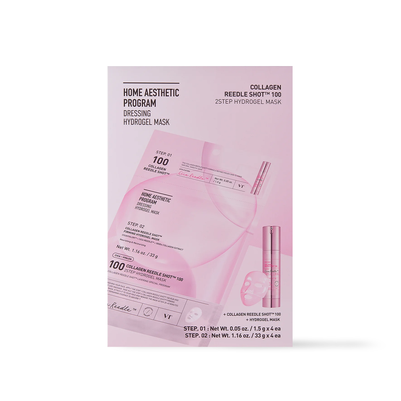 [VT Cosmetics] 膠原蛋白逆齡撫紋濃縮精華針膜 100 2步驟水凝膠面膜 - 2款
