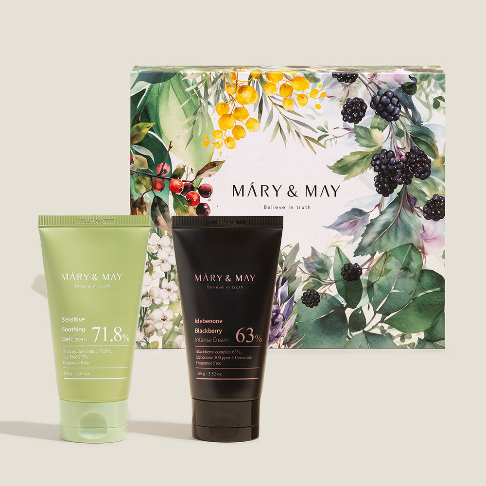 [Mary&May] 舒緩凝膠霜+艾地苯黑莓霜雙件組 100g x2