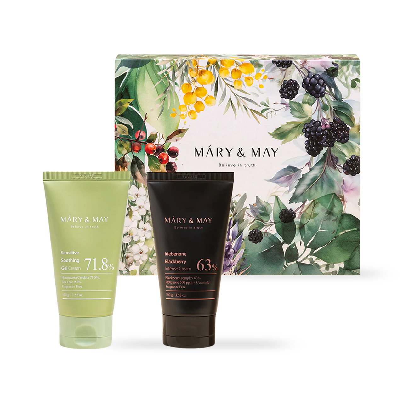 [Mary&May] 舒緩凝膠霜+艾地苯黑莓霜雙件組 100g x2
