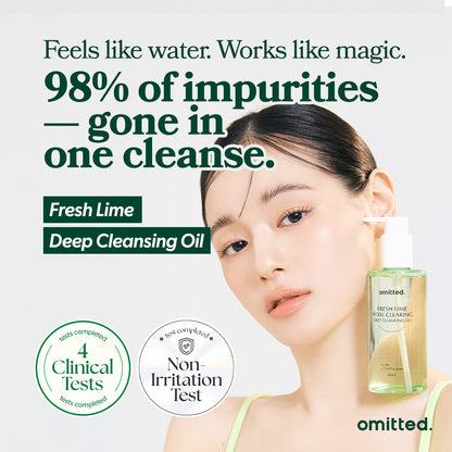 Omitted Fresh Lime Pore Clearing Deep Cleansing Oil 200ml | Gentle & Effective Makeup Remover