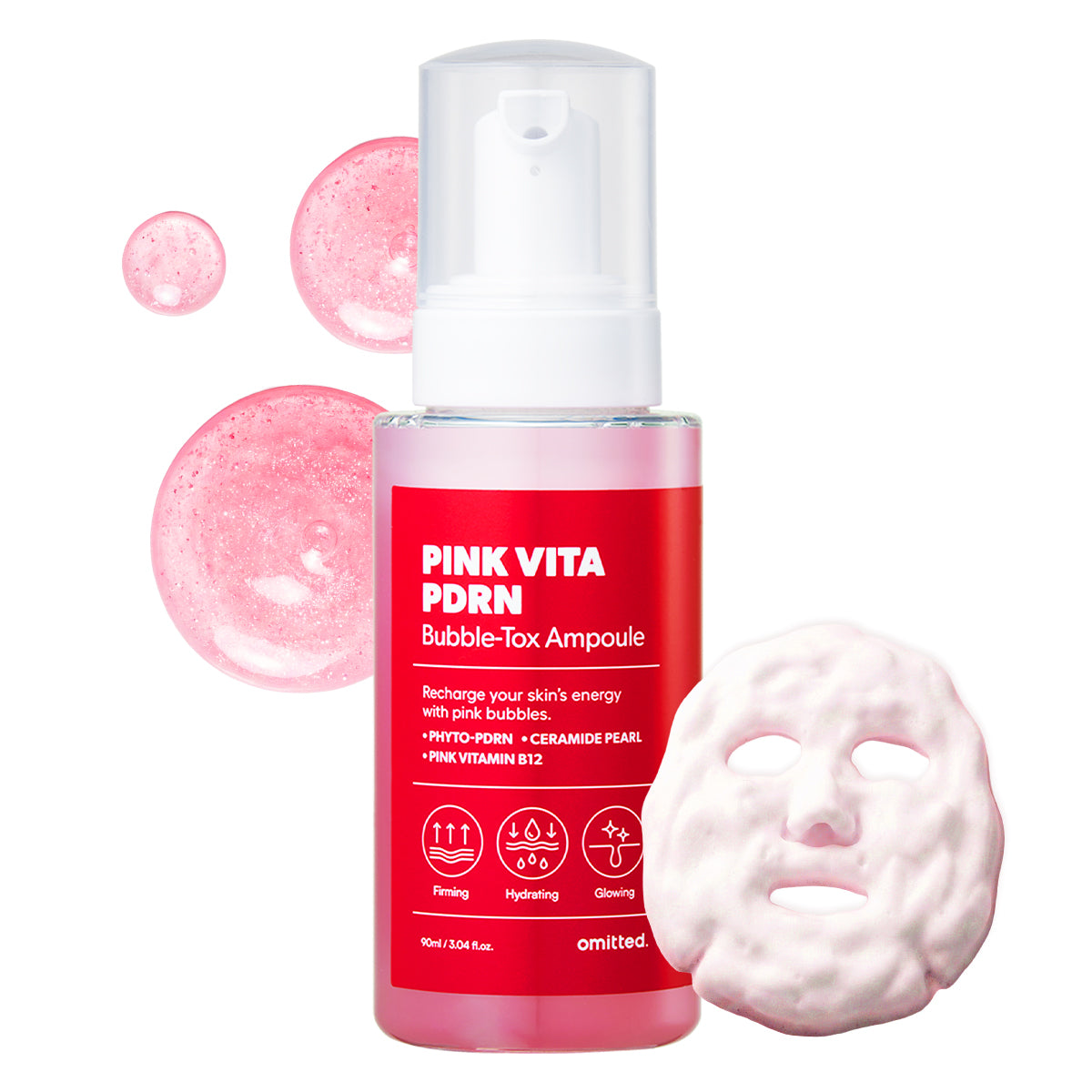 Omitted Pink Vita PDRN Bubble-Tox Ampoule 90ml | Revitalizing & Firming Anti-Aging Serum