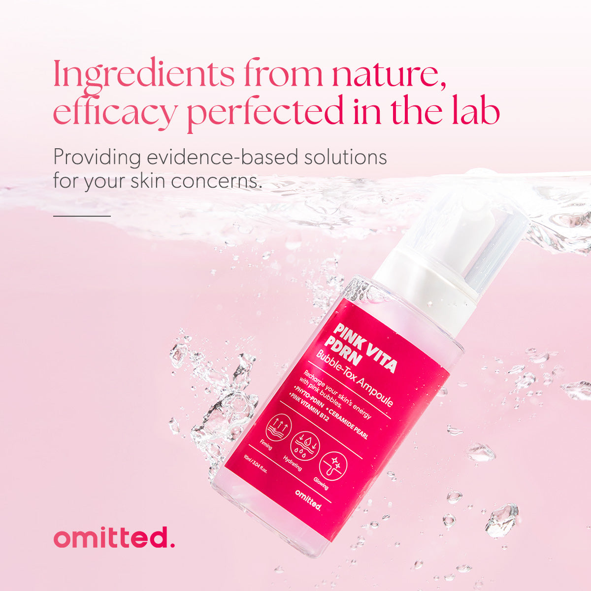 Omitted Pink Vita PDRN Bubble-Tox Ampoule 90ml | Revitalizing & Firming Anti-Aging Serum