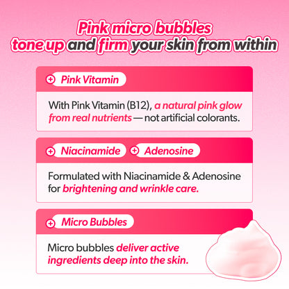 Omitted Pink Vita PDRN Bubble-Tox Ampoule 90ml | Revitalizing & Firming Anti-Aging Serum