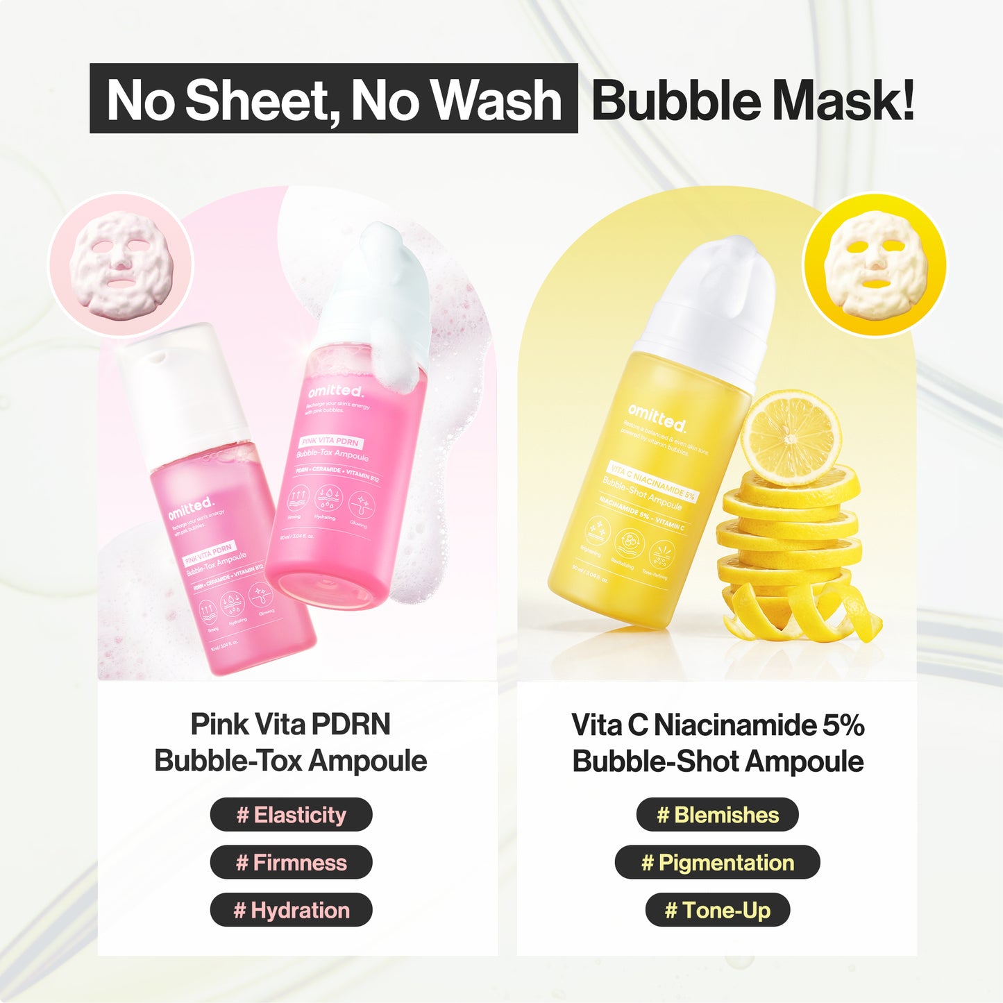 Omitted Vita C Niacinamide 5% Bubble-Shot Ampoule 90ml | Brightening & Spot Correcting