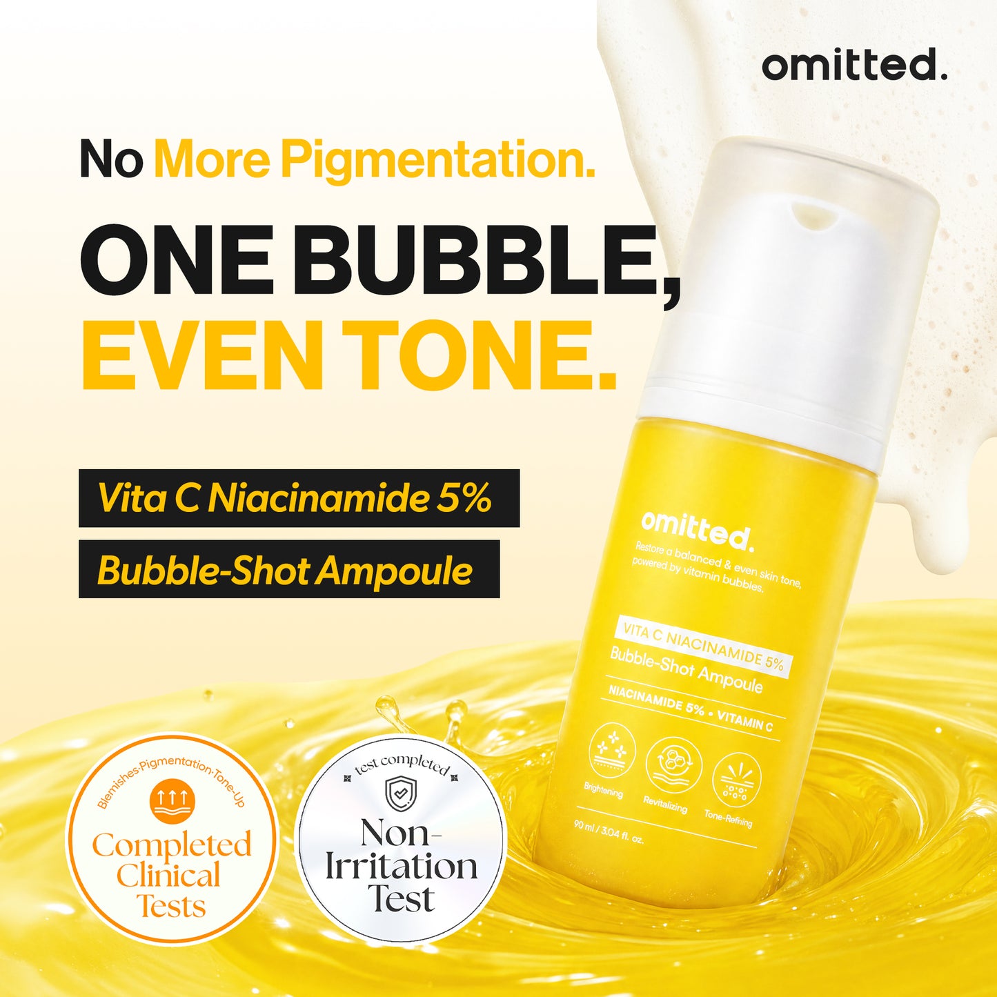 Omitted Vita C Niacinamide 5% Bubble-Shot Ampoule 90ml | Brightening & Spot Correcting