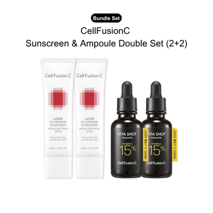 CellFusionC Sunscreen & Ampoule Double Set (2+2) ― 50% OFF